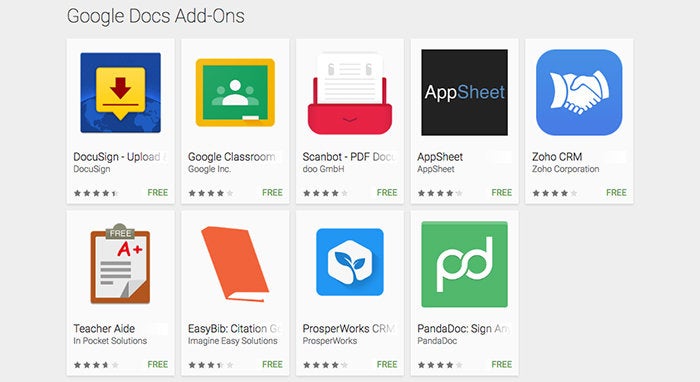 Google Docs Add-ons Android: 2016