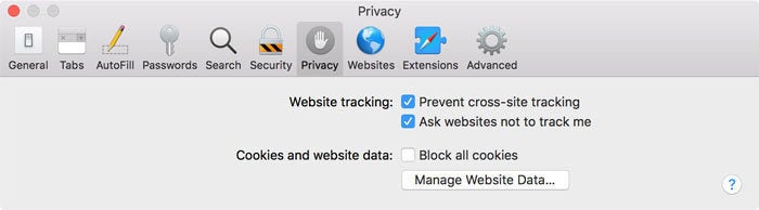 safari 11 website tracking settings