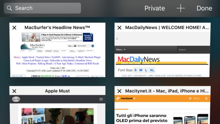 safari tabs horizontal