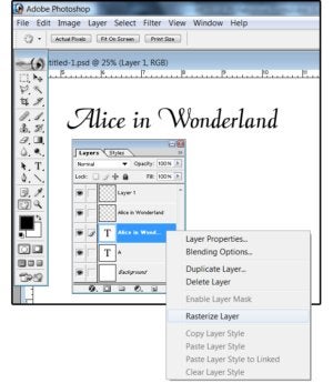 04 connect the letters with paintbrush rasterize the text then merge those layers