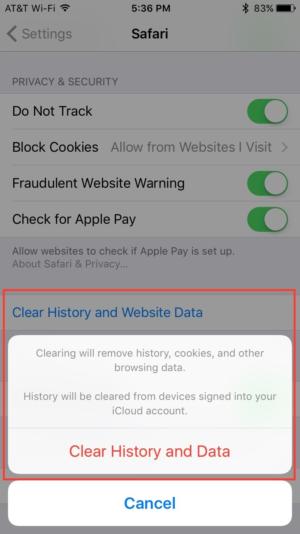 3. delete browser cache iphone
