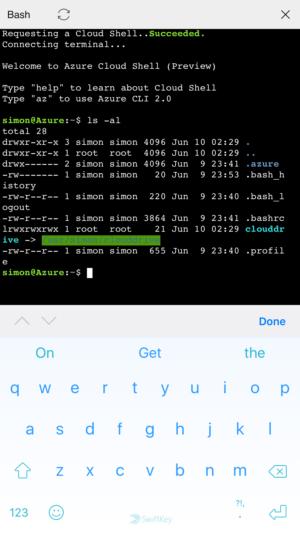 Azure command line on iPhone