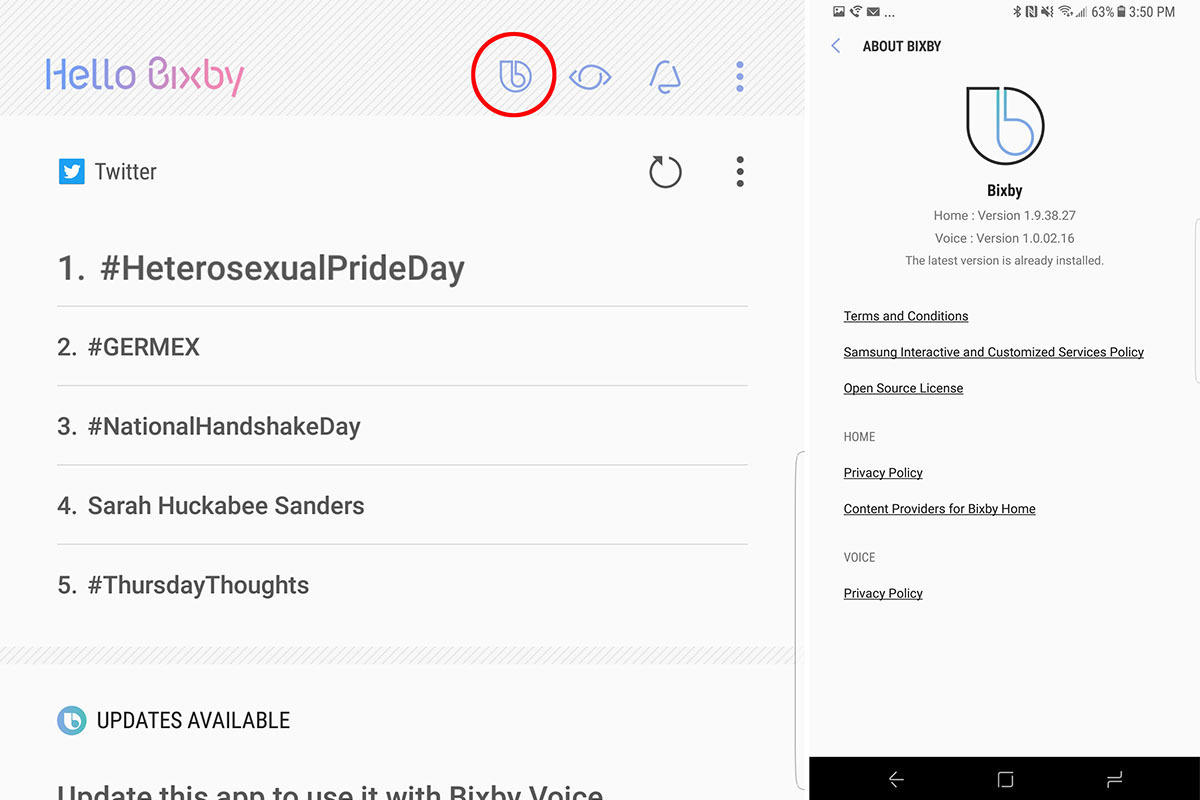 bixby setup screens