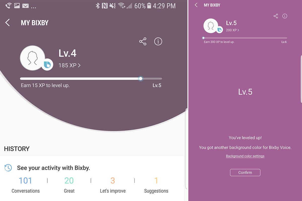 bixby voice level up