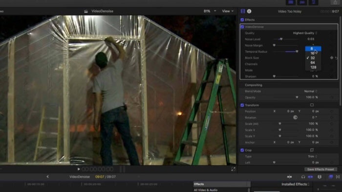 crumplepop videodenoise fcpx adjustment