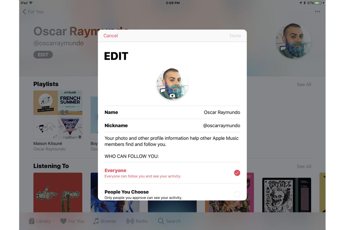 ios 11 apple music profiles