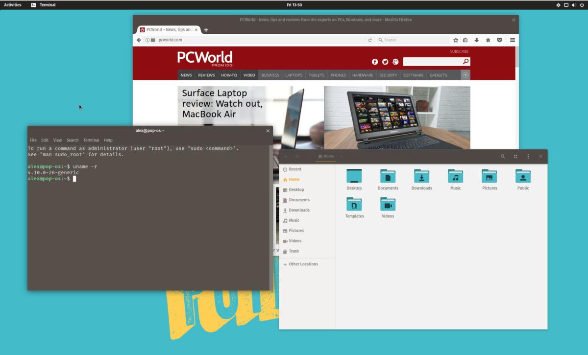 linux pop os desktop with apps