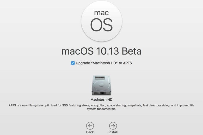 macos high sierra beta installation screen