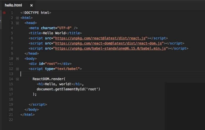 react hello code