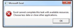 01 excel memory error message