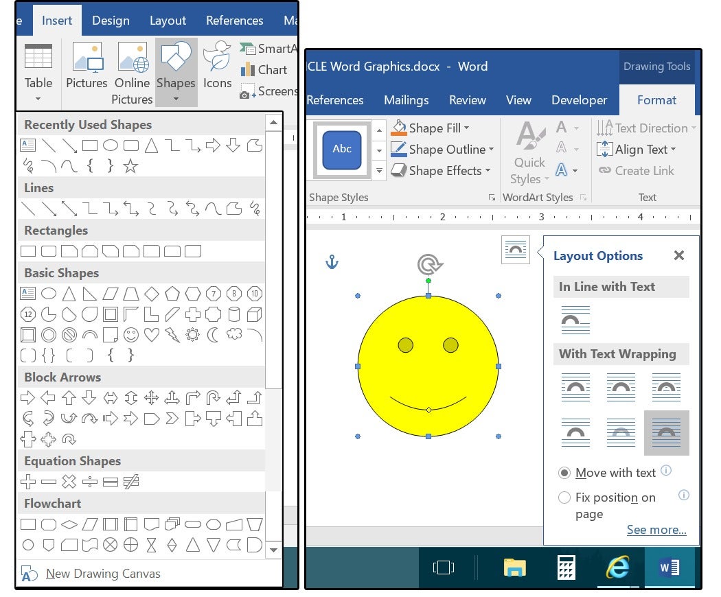 microsoft word how to use shapes to create template