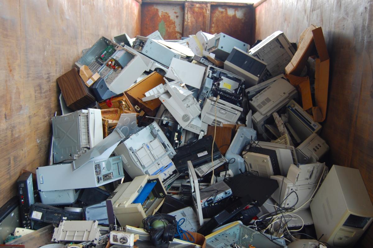 computer waste junk pile