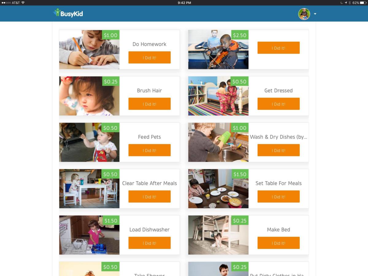 busykid ipad list of chores