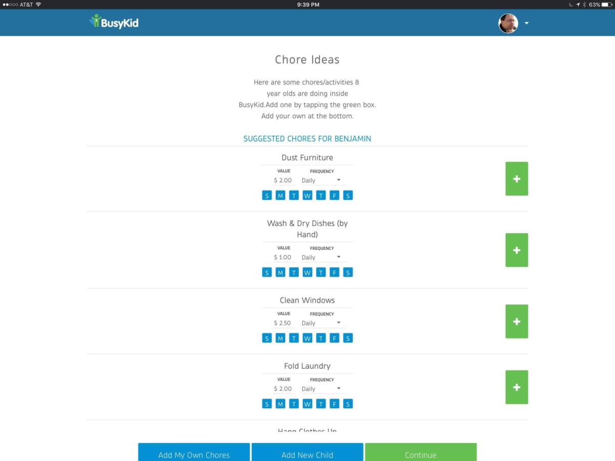 busykid ipad suggested chores