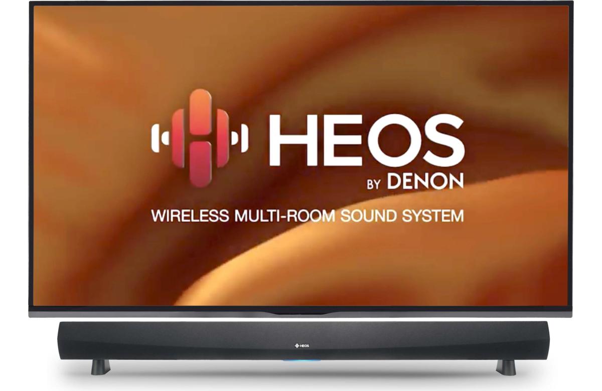 The HomeCinema sound bar ties in seamlessly with Denon’s Heos streaming ecosystem.