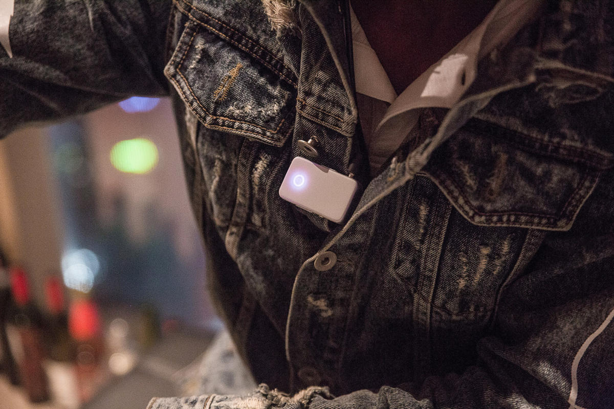 The EarStudio will clip to your clothing.