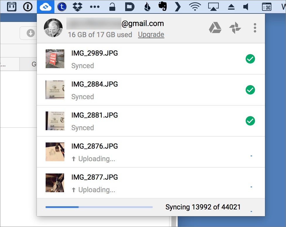 backup and sync from google mac