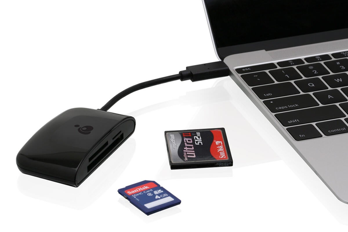 photo of Iogear USB-C 3-Slot Card Reader/Writer reader: Adapter for your CF, SD, and micro SD card image