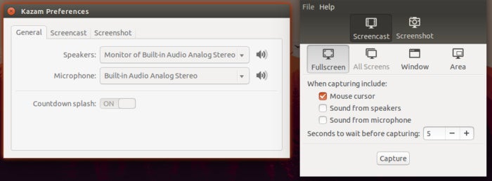 Linux screencasting apps - Kazam recording preferences