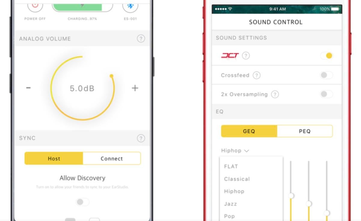 The EarStudio comes with a companion iOS and Android app.