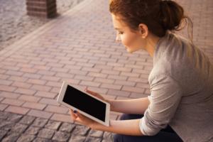 reading on a tablet ipad