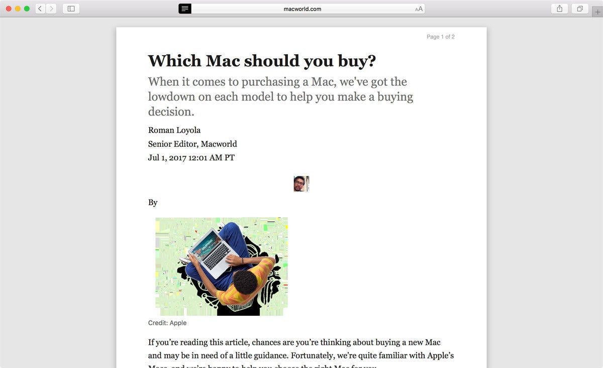 reading mode safari mac