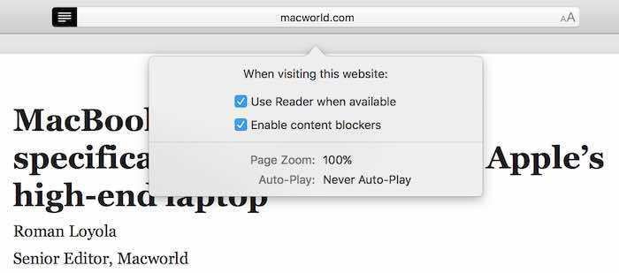 safari 11 reader mode settings