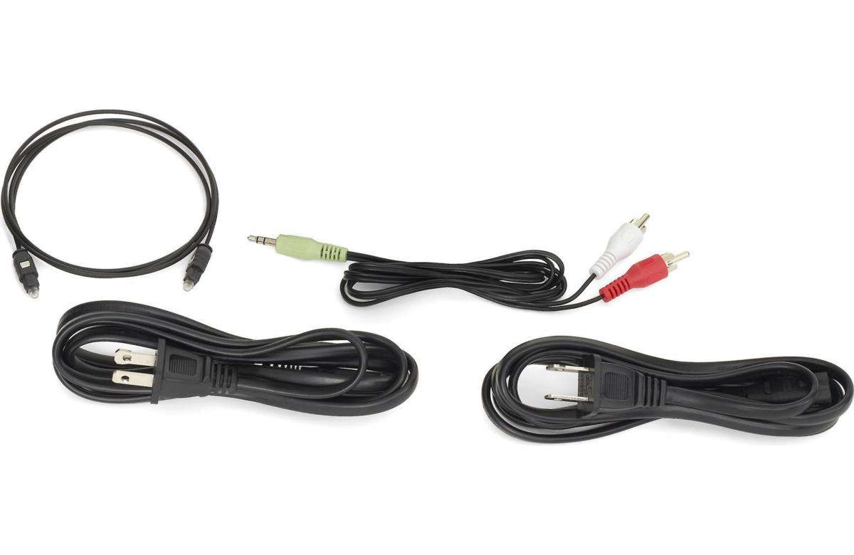 The JBL SB250 inclues a Toslink optical digital cable to connect to your TV and an analog stereo cab