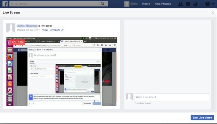Linux screencasting apps - ScreenStudio streaming facebook