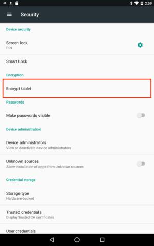 settings encrypt