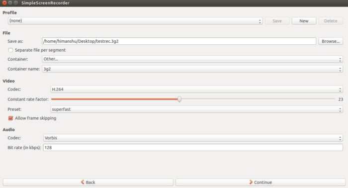 Linux screencasting apps - SimpleScreenRecorder settings 2