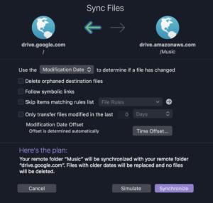 transmit5 sync files