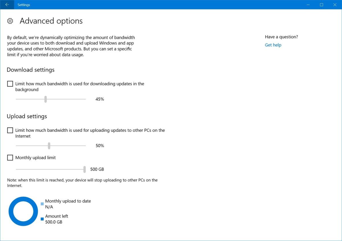 windows 10 update bandwidth