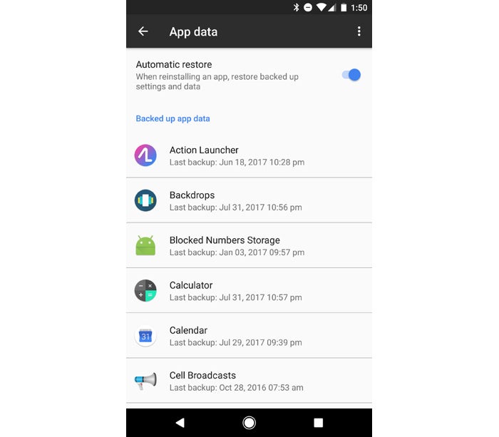 Android backup app data