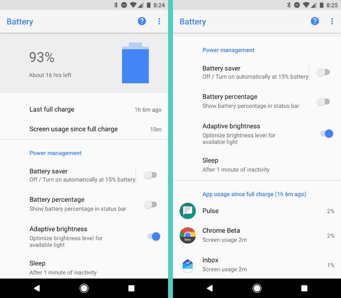 Android 8.0 Oreo: Battery Info