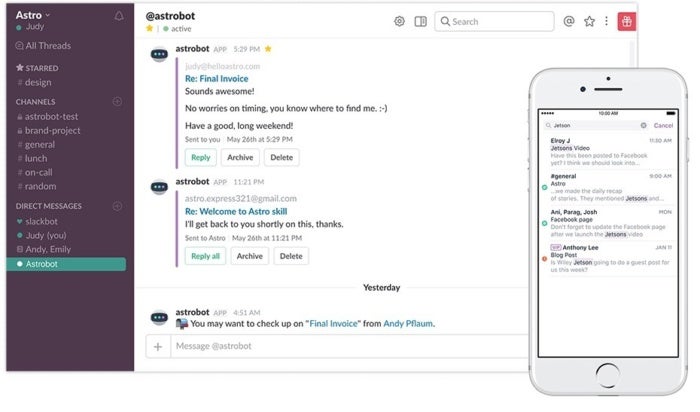 Astrobot and slack integration