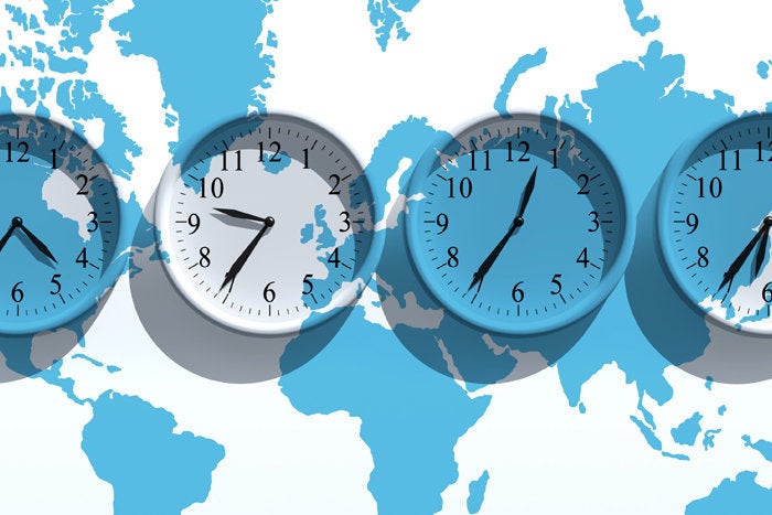 global time zones with 4 clocks