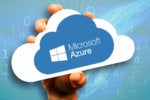 hand holding paper cloud for Microsoft Azure logo