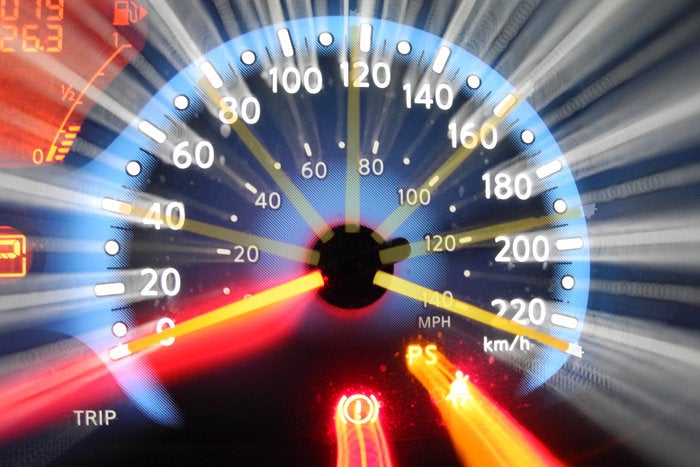 Car speedometer speed fast