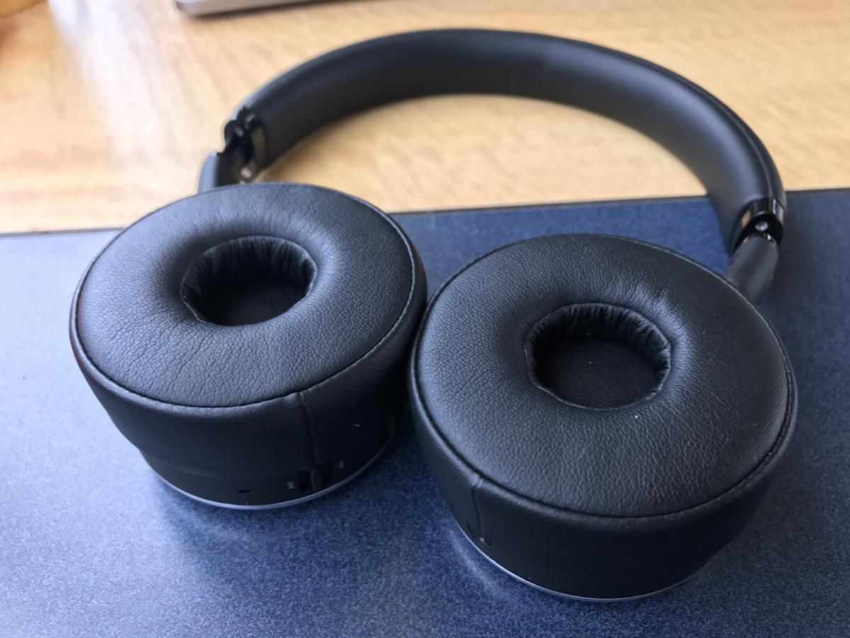The ear pads are thick and made of memory foam.