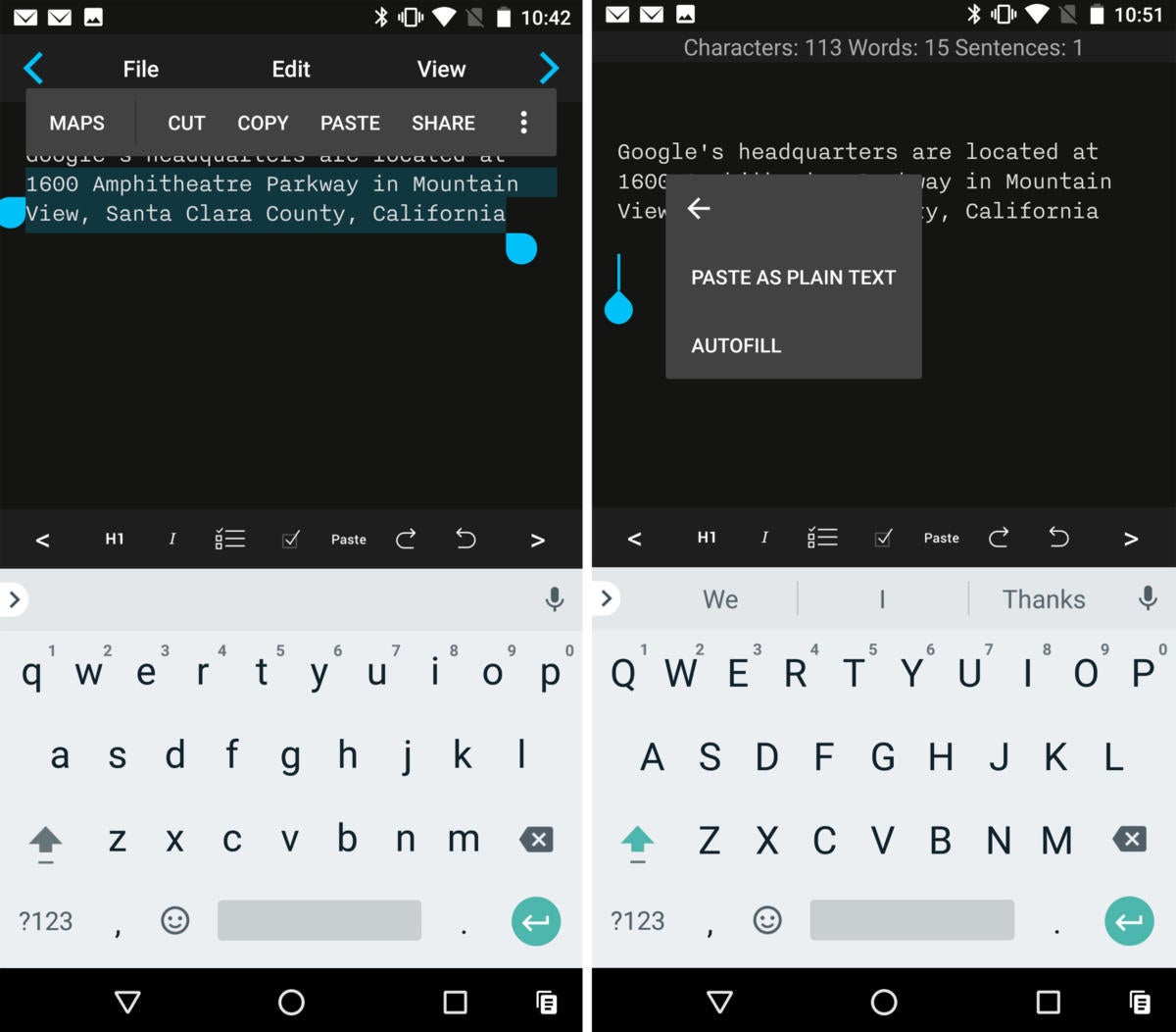 android o smart text