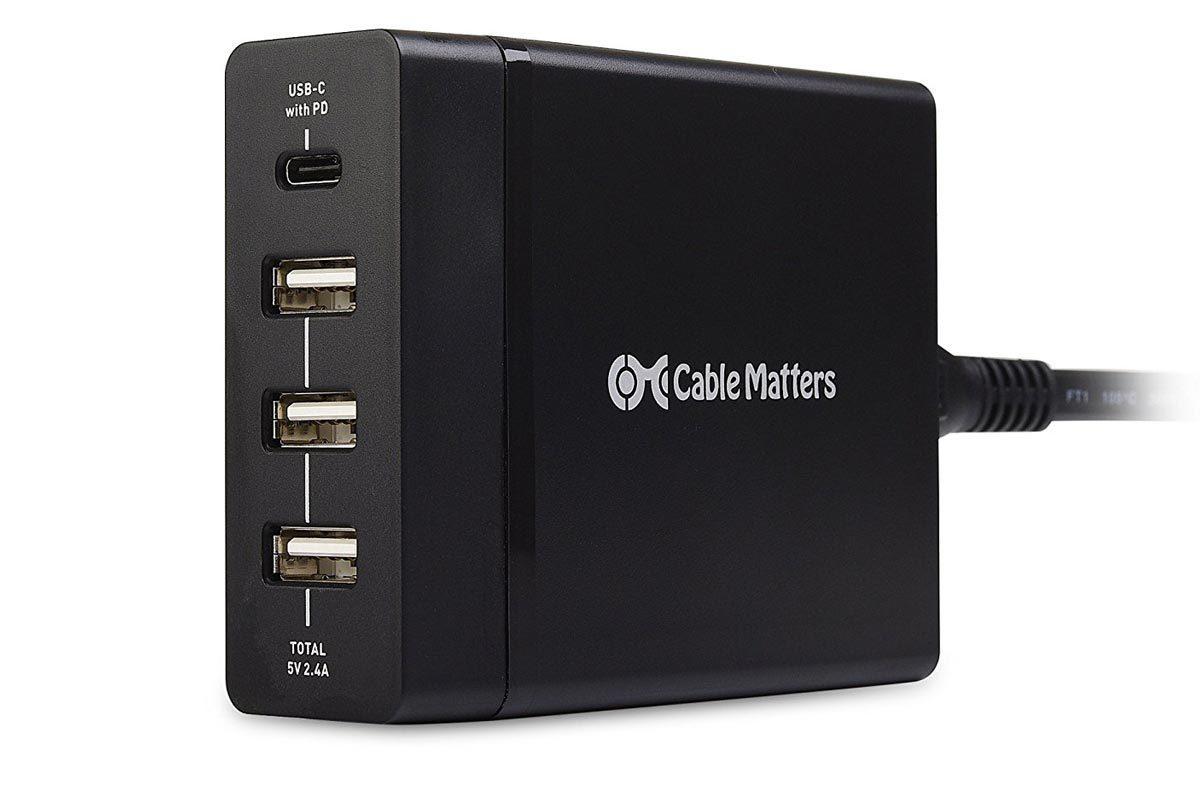cable matters 72w 4 port usb charger with usb c power delivery