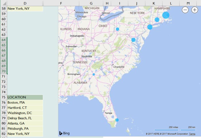 Microsoft Excel - Bing Maps add-in