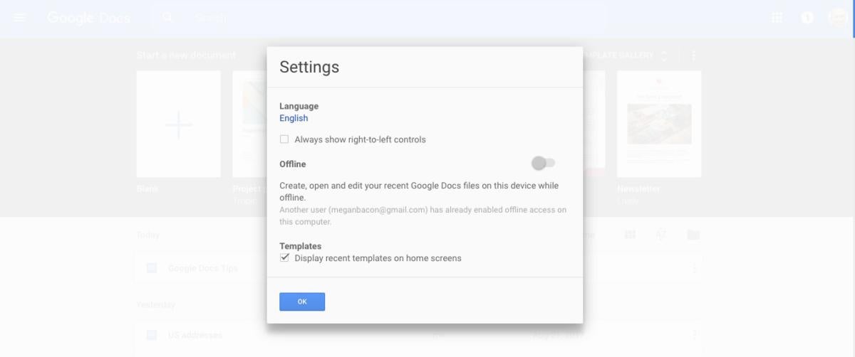 google docs tips offline mode
