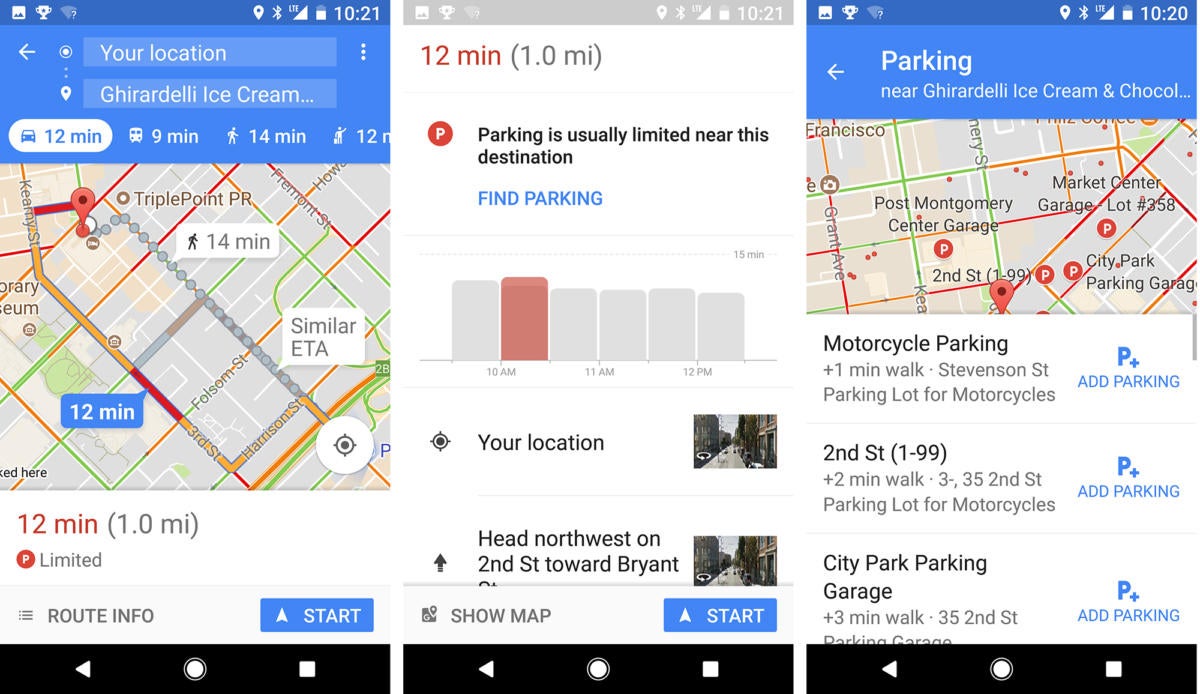 google maps parking