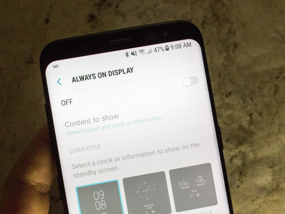 galaxy s8 always on display
