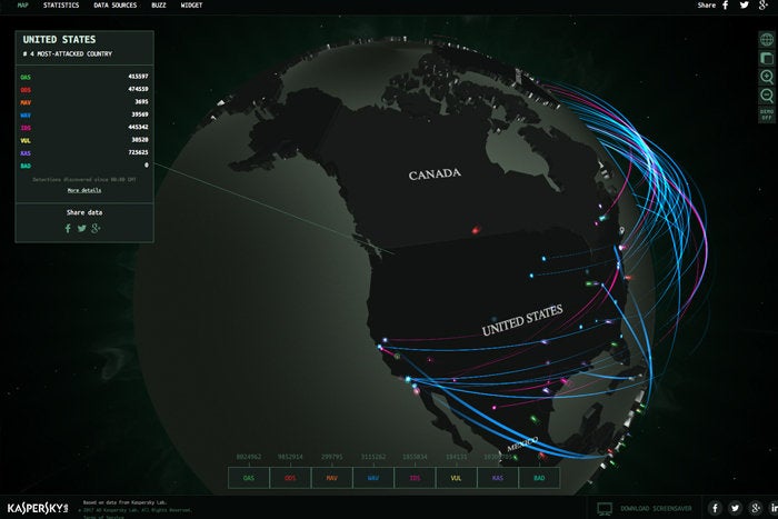 kaspersky cyber attack maps