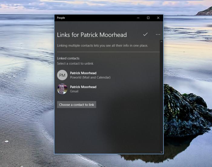 Windows 10 My People linked contacts