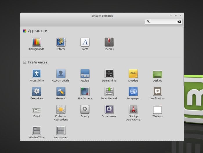 linux mint 18.2 sonya cinnamon system settings