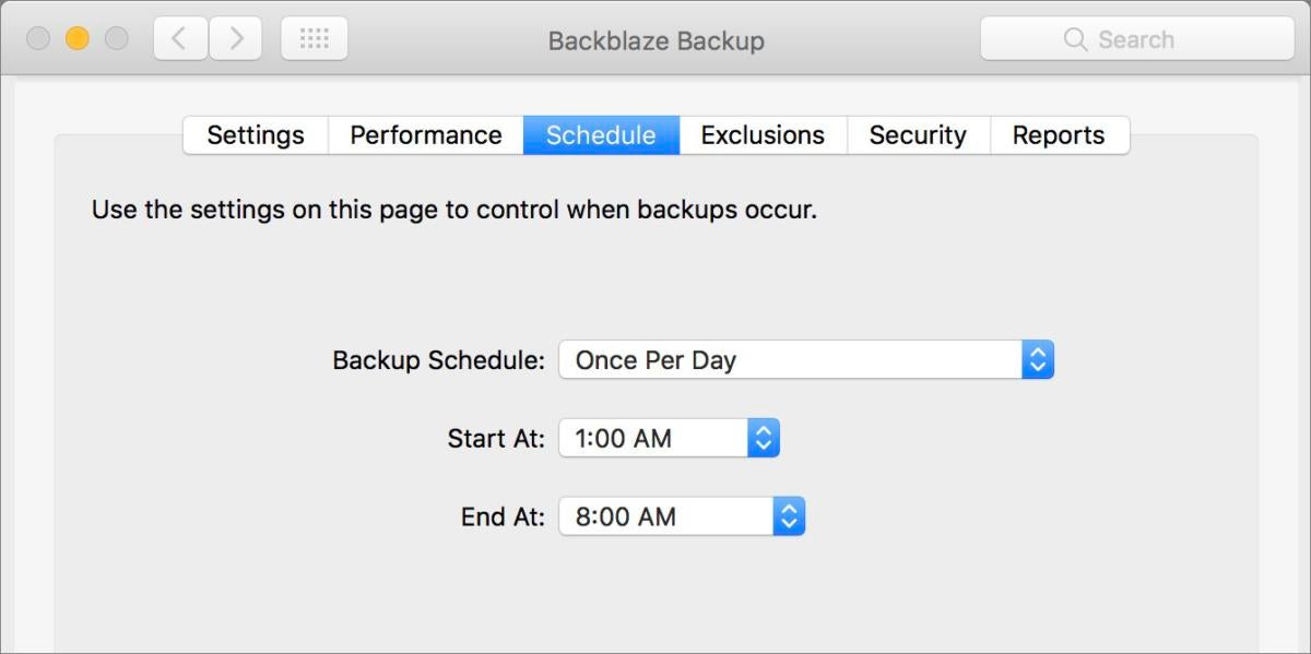 mac911 backblaze schedule preference
